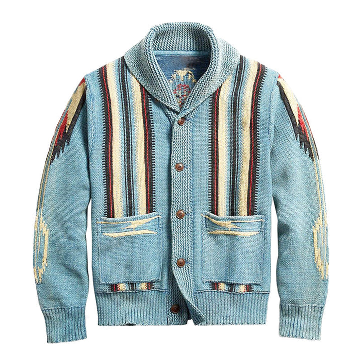 Nobuki™ | Men's Vintage Jacquard Lapel Cardigan
