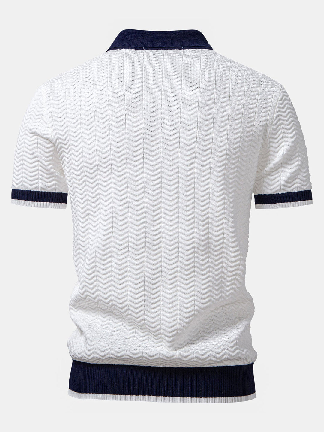 Textured Knit V-Neck Polo