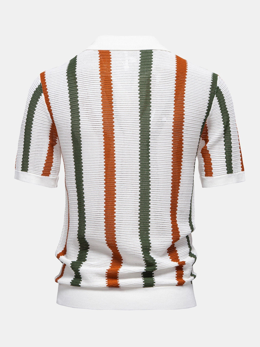 V-Neck Striped Knit Polo