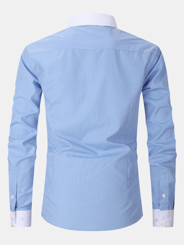 Striped Contrast Collar Dress Shirt