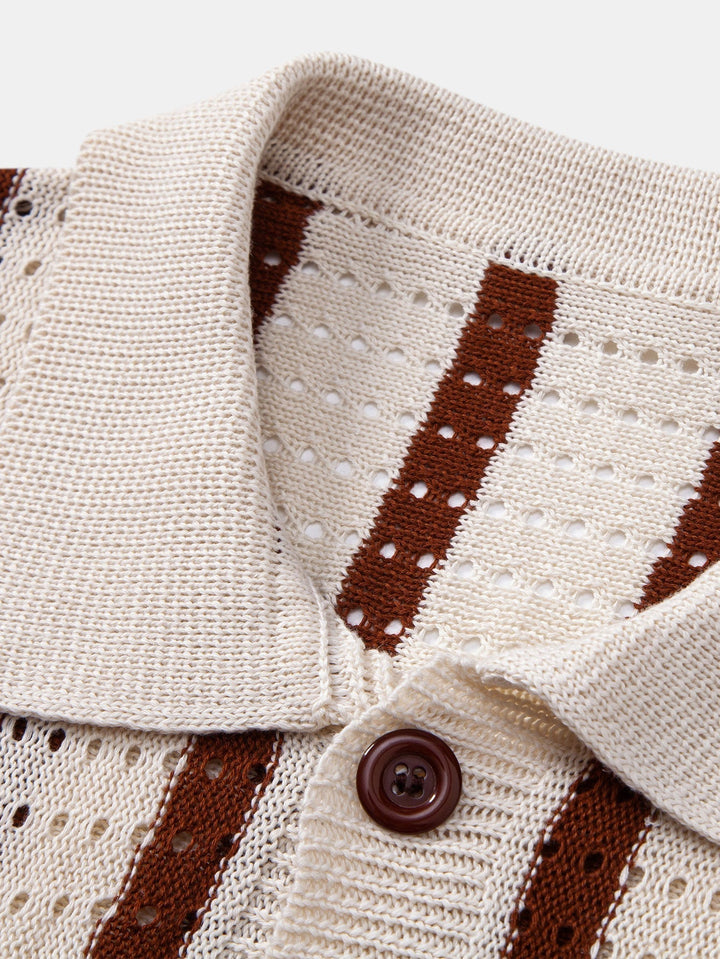 Striped Eyelet Knit Shirt