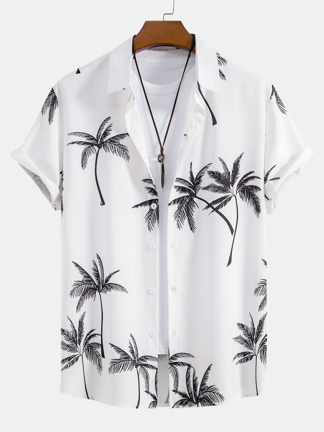 Printed Palm Button-Up Shirt & Striped Swim Shorts
