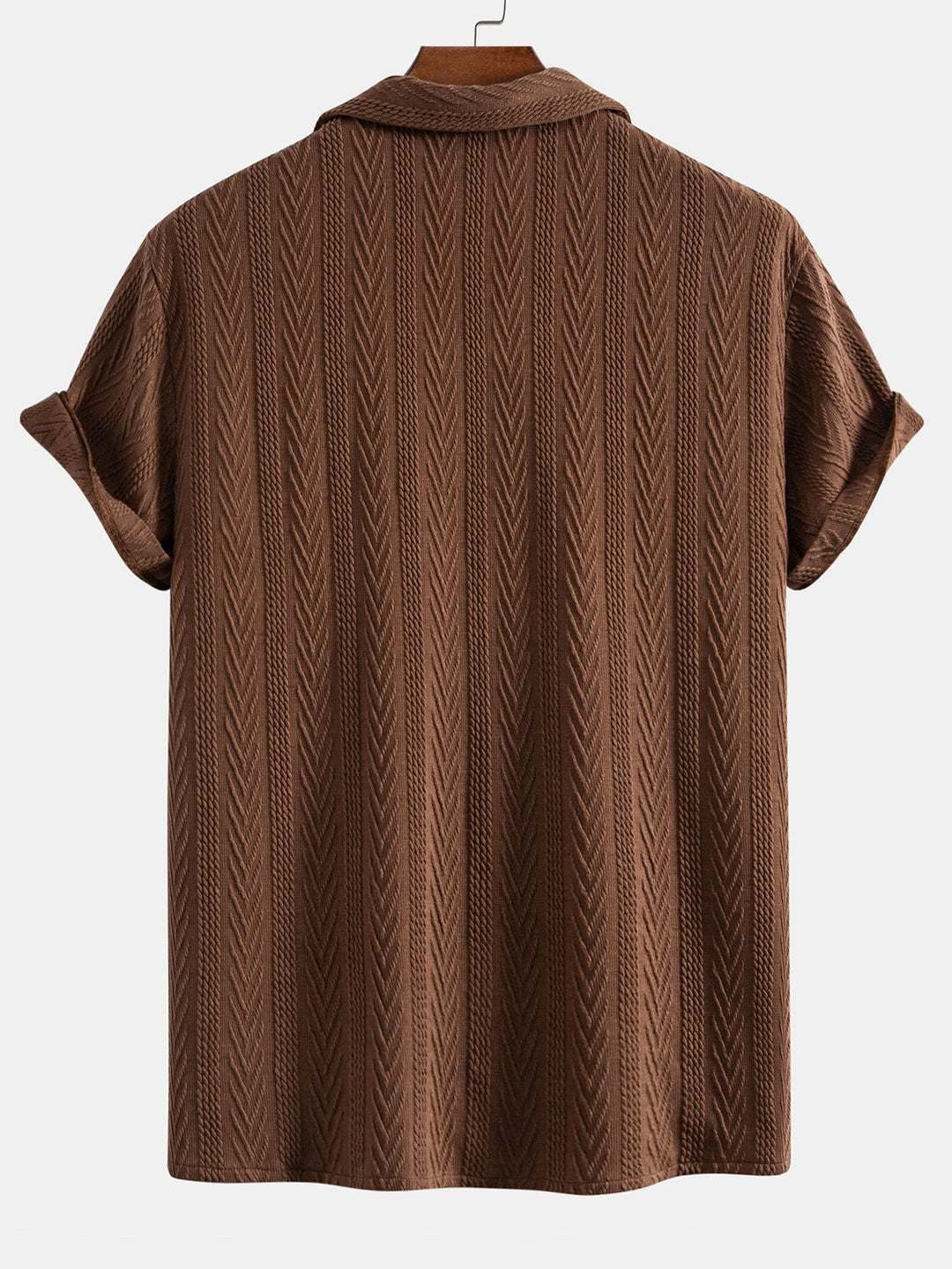 Textured Jacquard Cuban Collar Shirt & Textured Straight Leg Pants