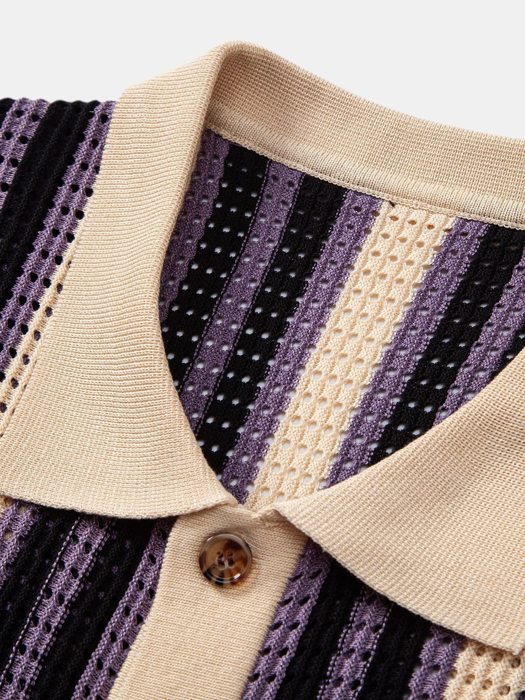 Striped Eyelet Crochet Shirt
