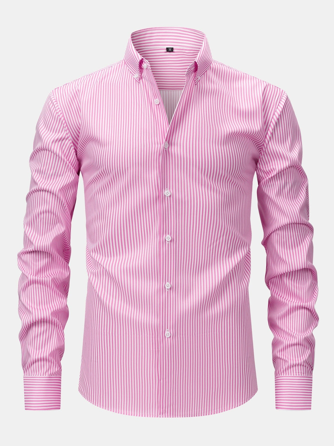 Long Sleeve Striped Shirt with Buttons & Elastic Waist Straight Pants