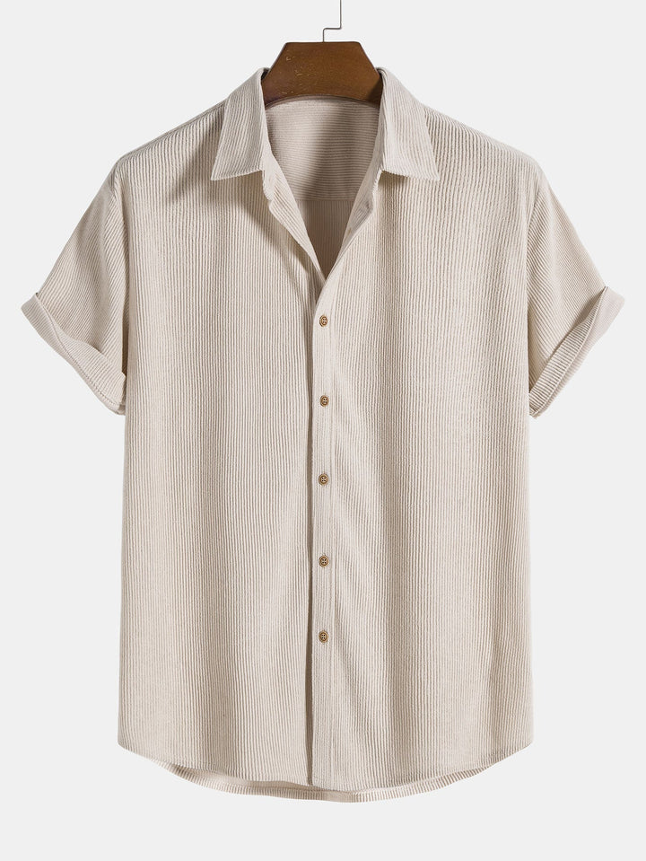 Corduroy Button Short Sleeve Shirt