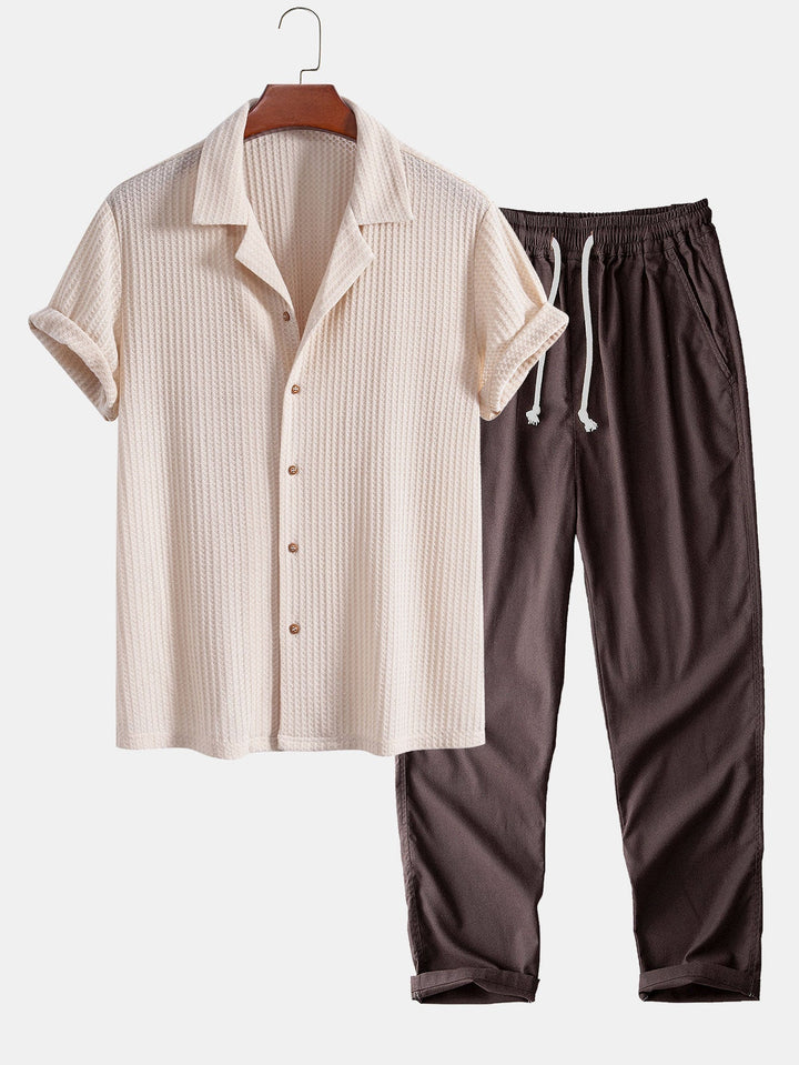 Short-Sleeve Cuban Shirt and Straight-Leg Linen Pants