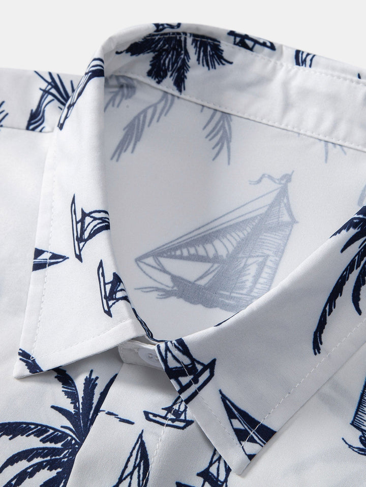 Island Sailing Print Button Up Shirts & Swim Shorts