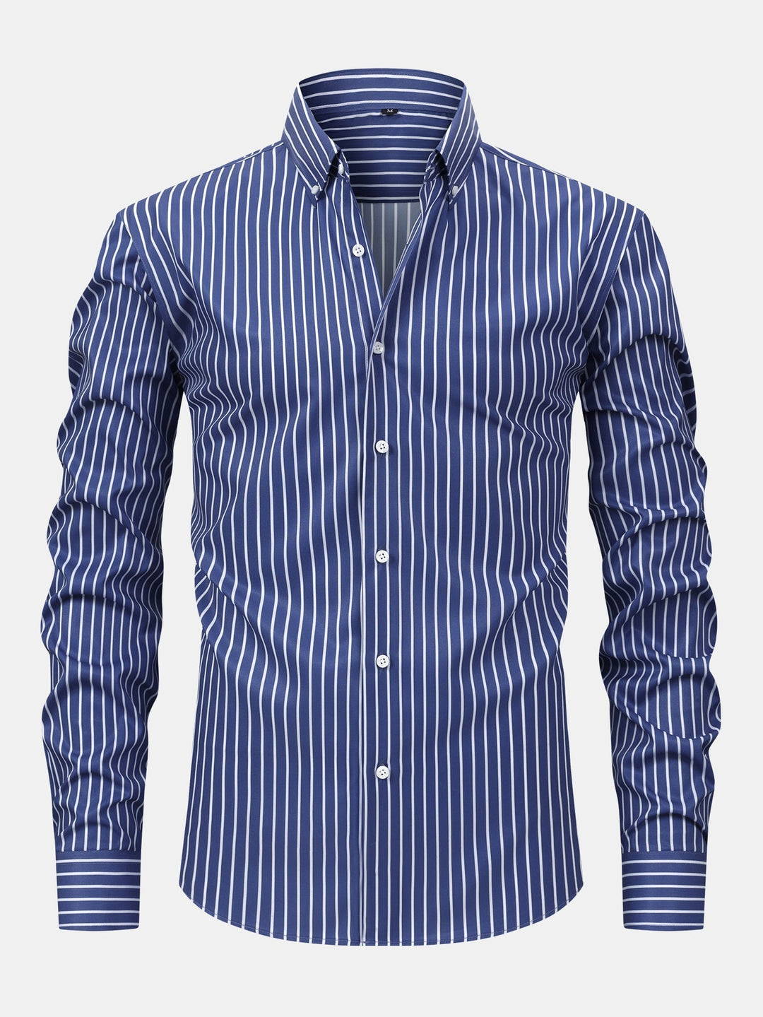 Long Sleeve Striped Shirt with Buttons & Straight Leg Elastic Waist Pants