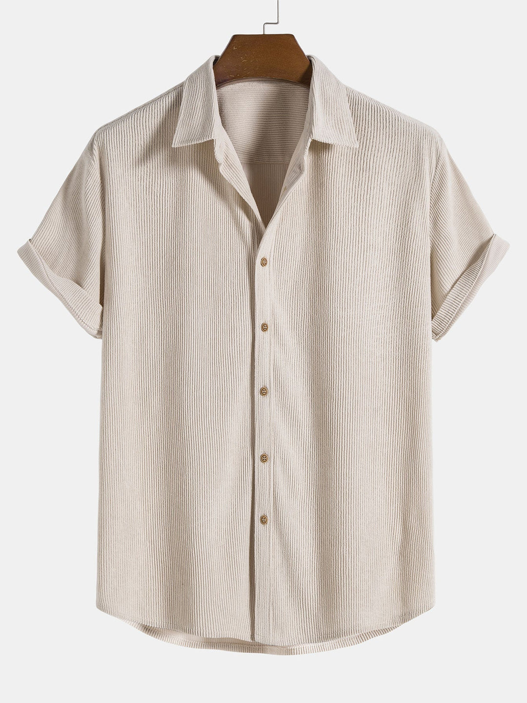 Short Sleeve Corduroy Shirt with Buttons and Shorts
