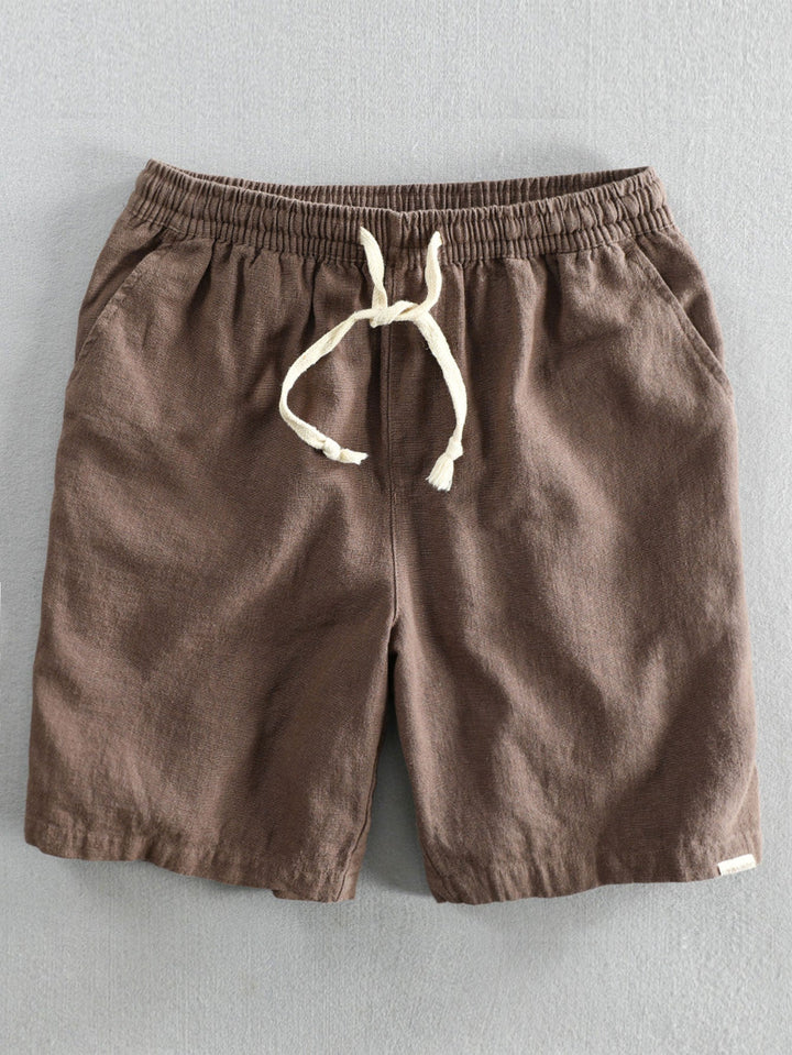 Cotton-Linen Blend Drawstring Shorts