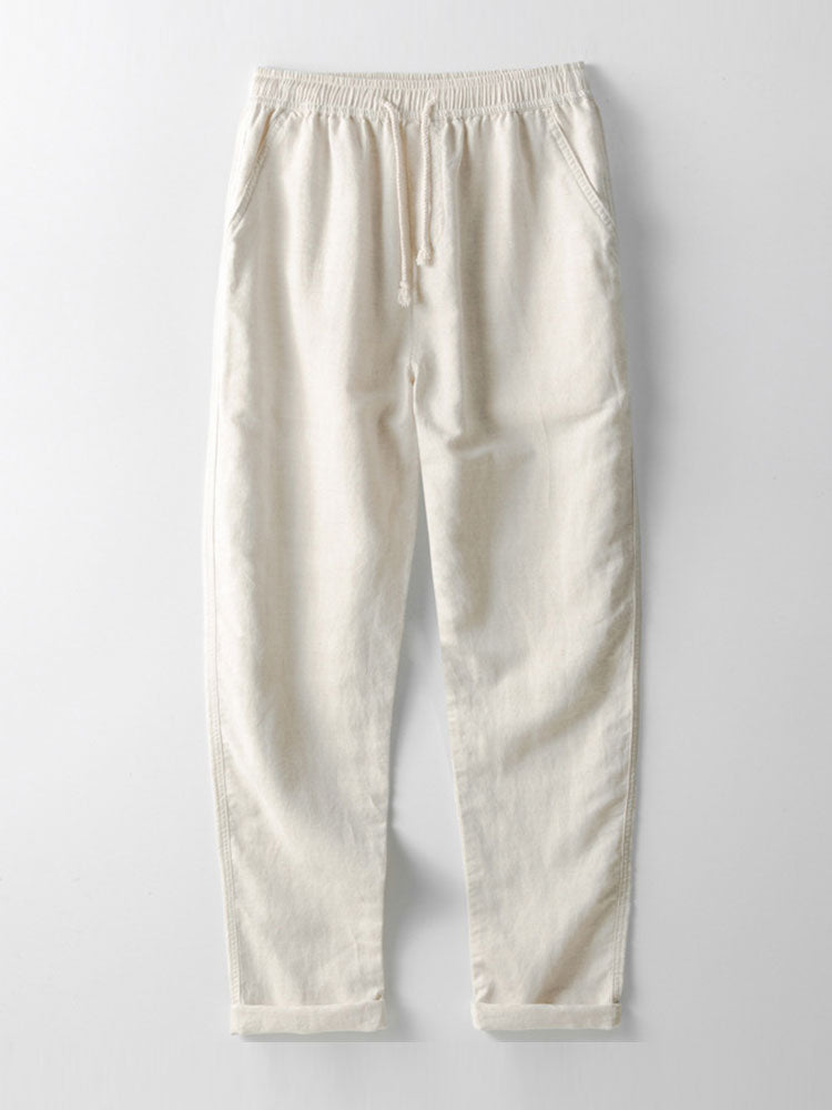 Long Sleeve Linen and Cotton Shirt with Pocket & Straight Leg Linen Pants