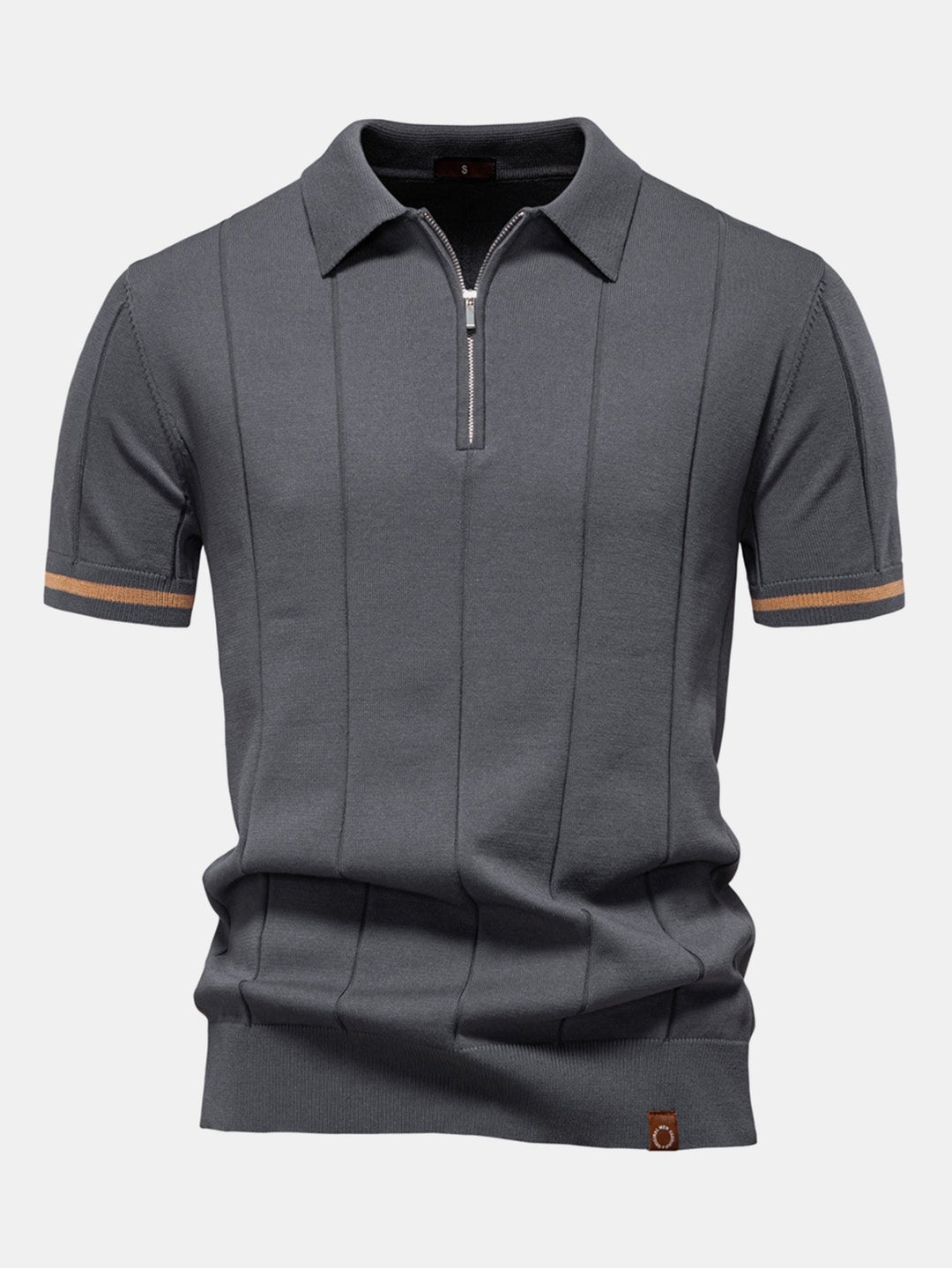 Knitted Polo with Zipper and Contrast Trim