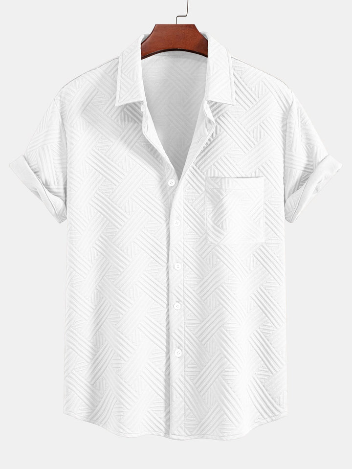 Striped Jacquard Button-Up Shirt & Drawstring Shorts