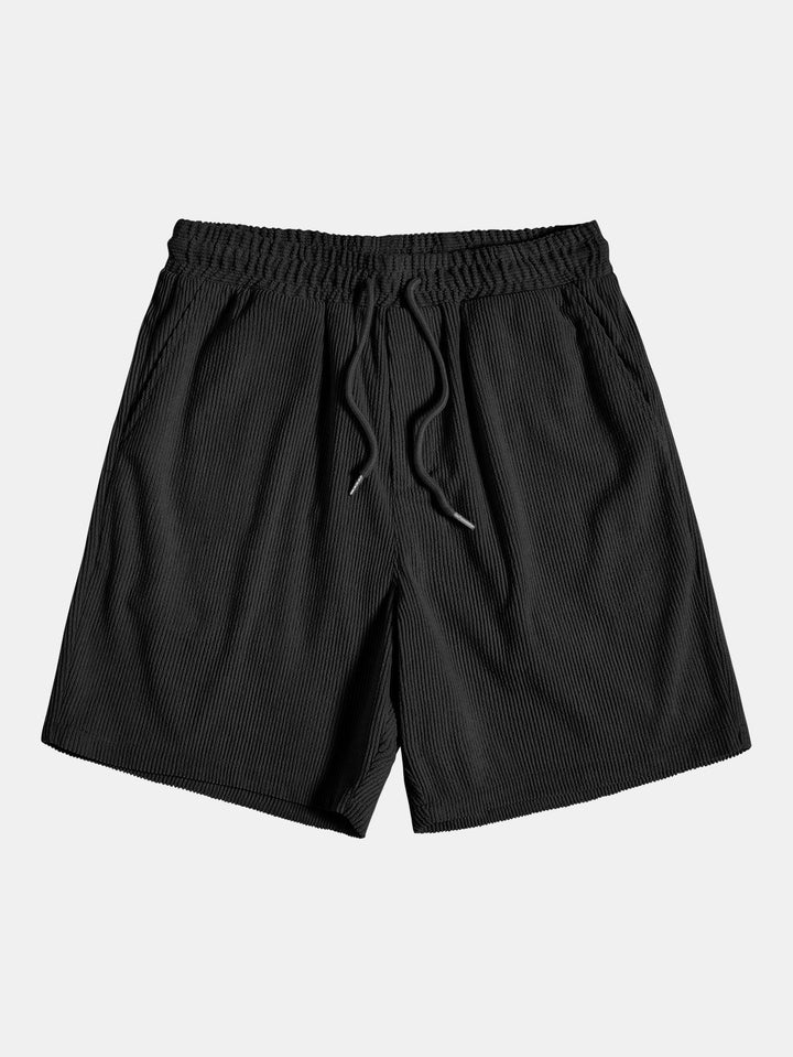 Short Sleeve Corduroy Shirt with Buttons and Shorts