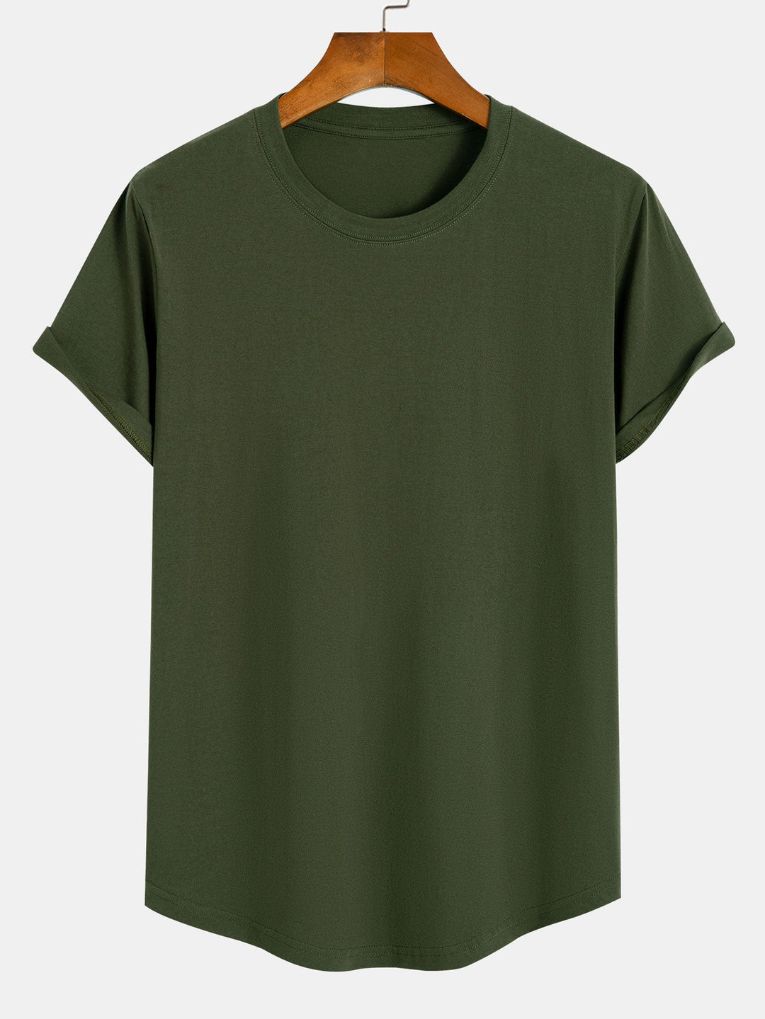 Basic Cotton T-shirt with Curved Hem