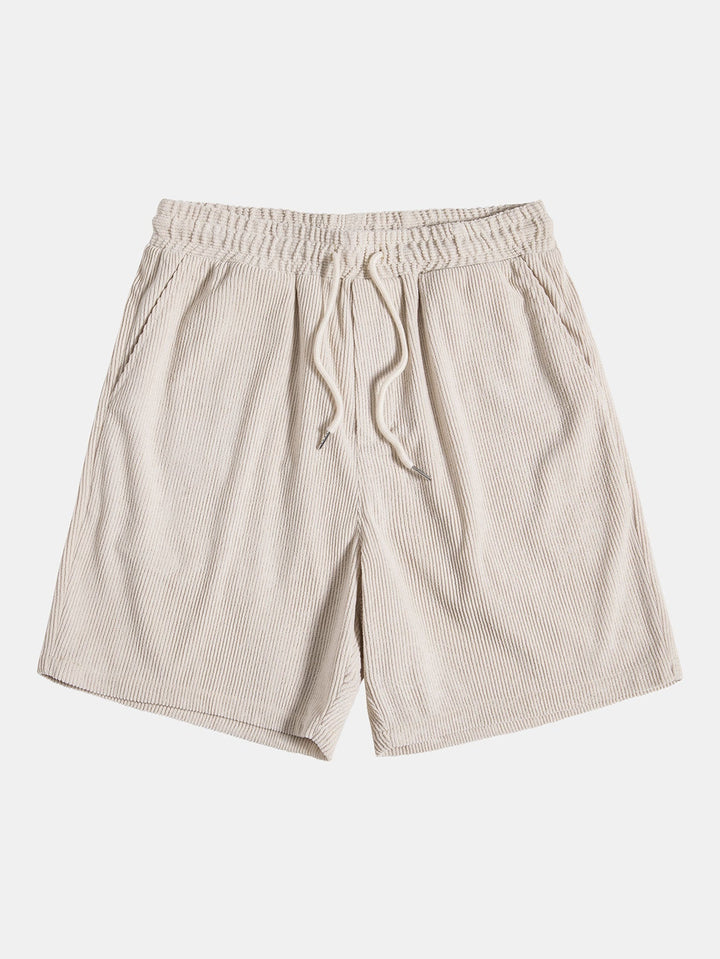 Short Sleeve Corduroy Shirt with Buttons and Shorts