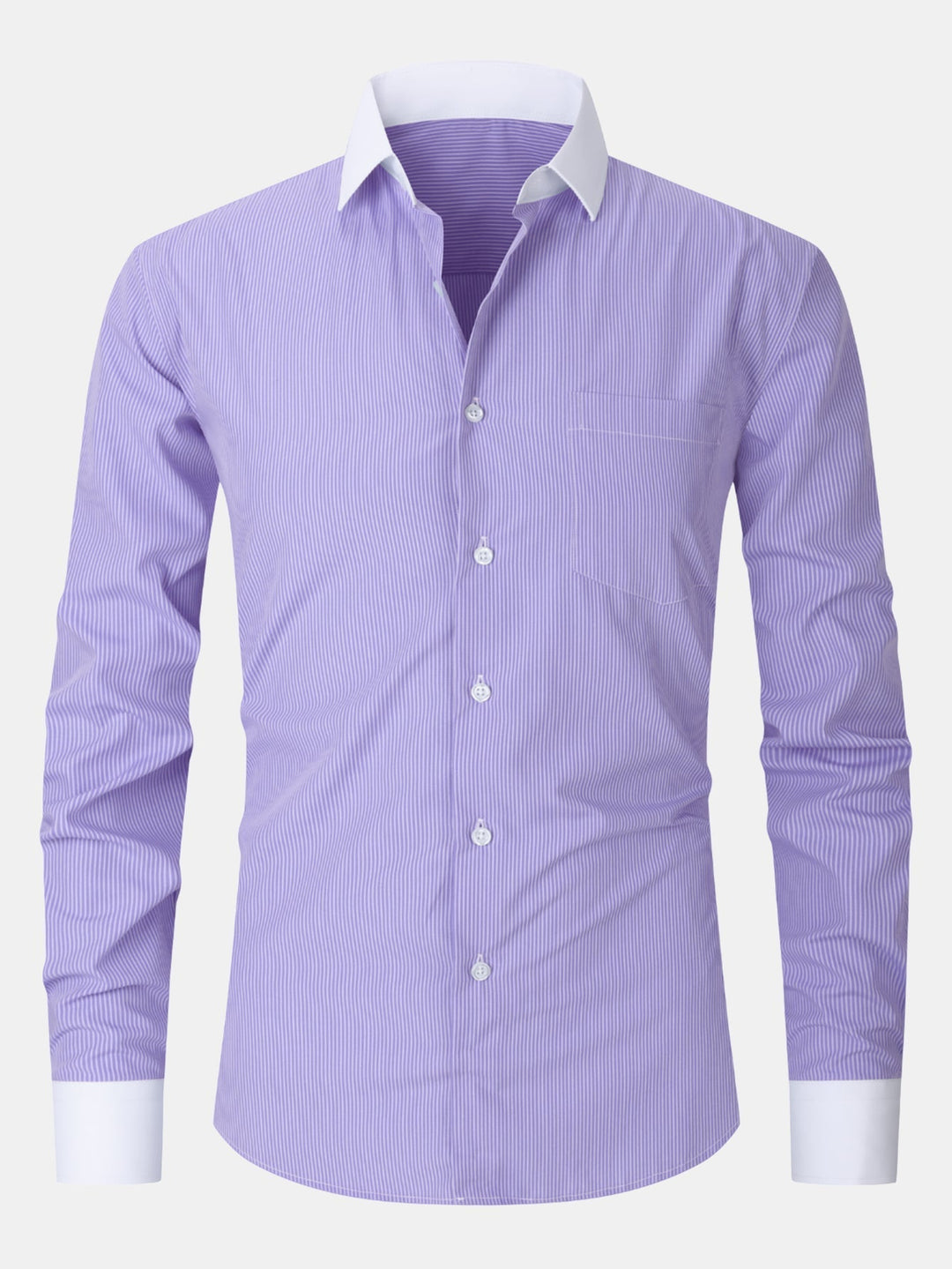 Striped Contrast Collar Dress Shirt