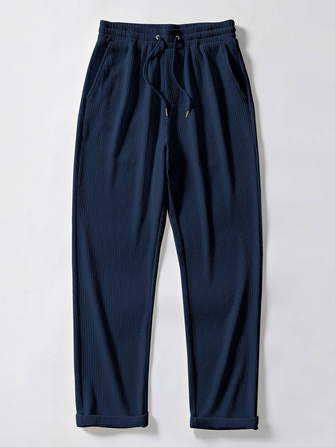 Ribbed Long Sleeve Muscle Fit Shirt, Buttoned & Ribbed Straight Leg Pants