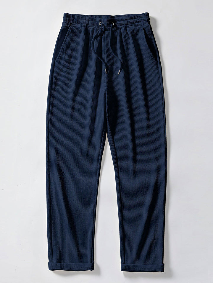 Ribbed Long Sleeve Muscle Fit Shirt, Buttoned & Ribbed Straight Leg Pants