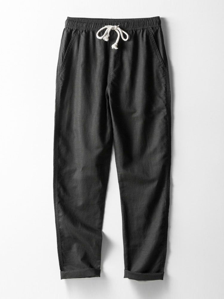 Long Sleeve Linen and Cotton Shirt with Pocket & Straight Leg Linen Pants