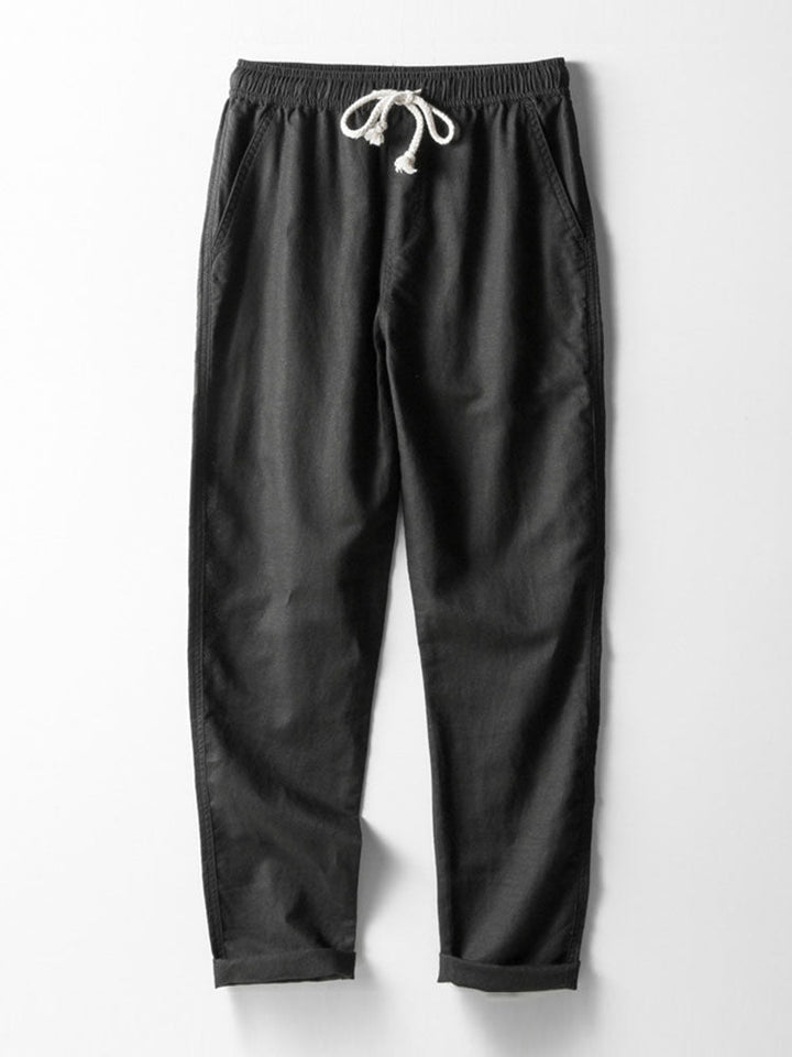 Long Sleeve Linen and Cotton Shirt with Pocket & Straight Leg Linen Pants