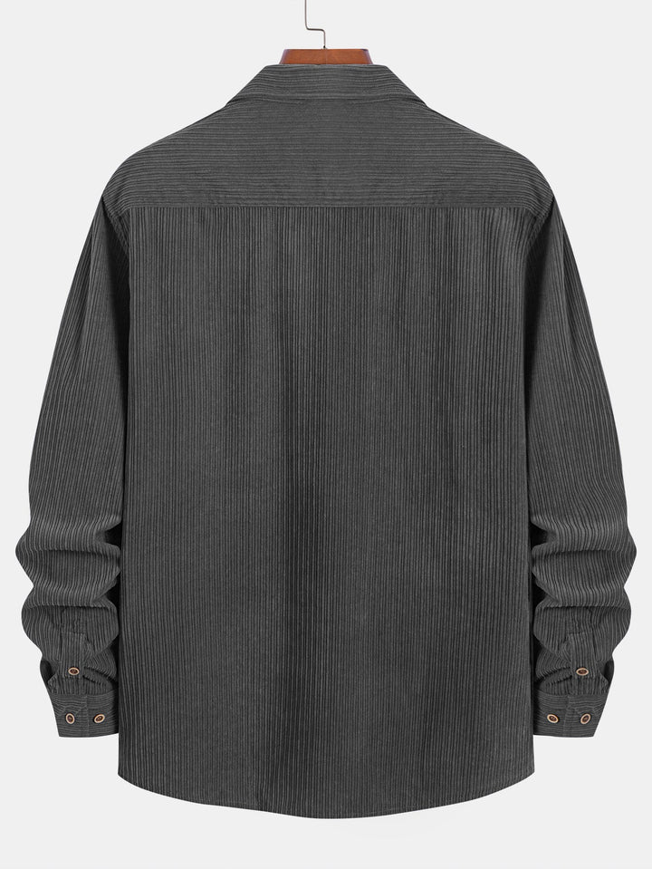 Long Sleeve Corduroy Shirt with Pocket and Buttons