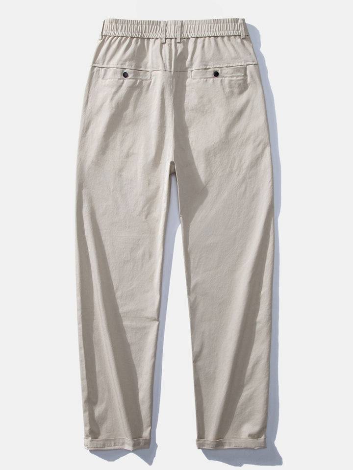 Long Sleeve Striped Shirt with Buttons & Elastic Waist Straight Pants