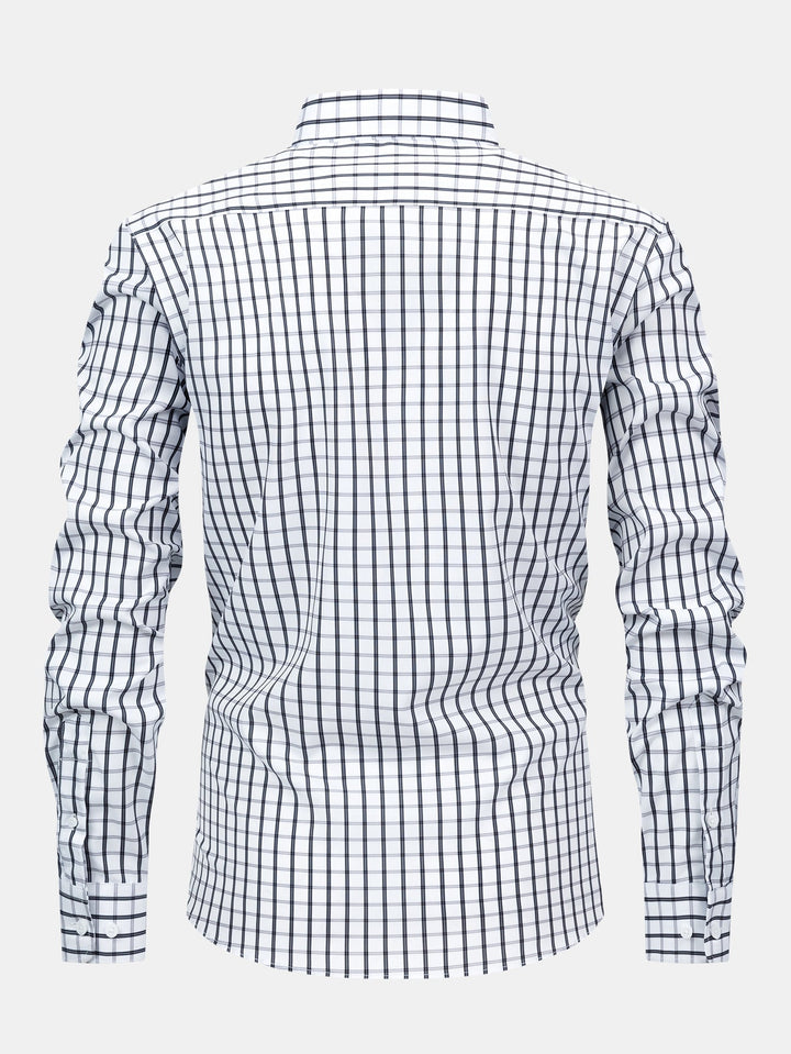 Long Sleeve Checkered Shirt with Buttons & Straight Leg Elastic Waist Pants