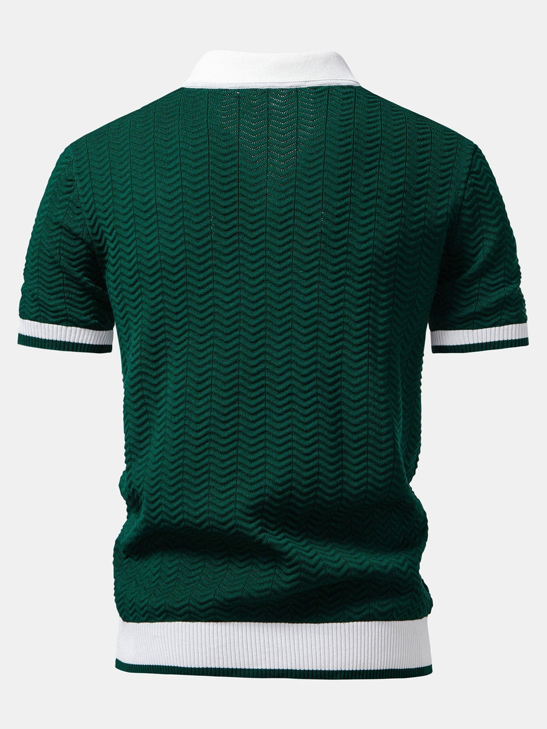 Textured Knit V-Neck Polo