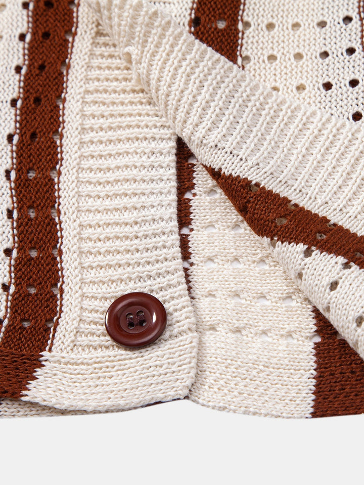 Striped Eyelet Knit Shirt
