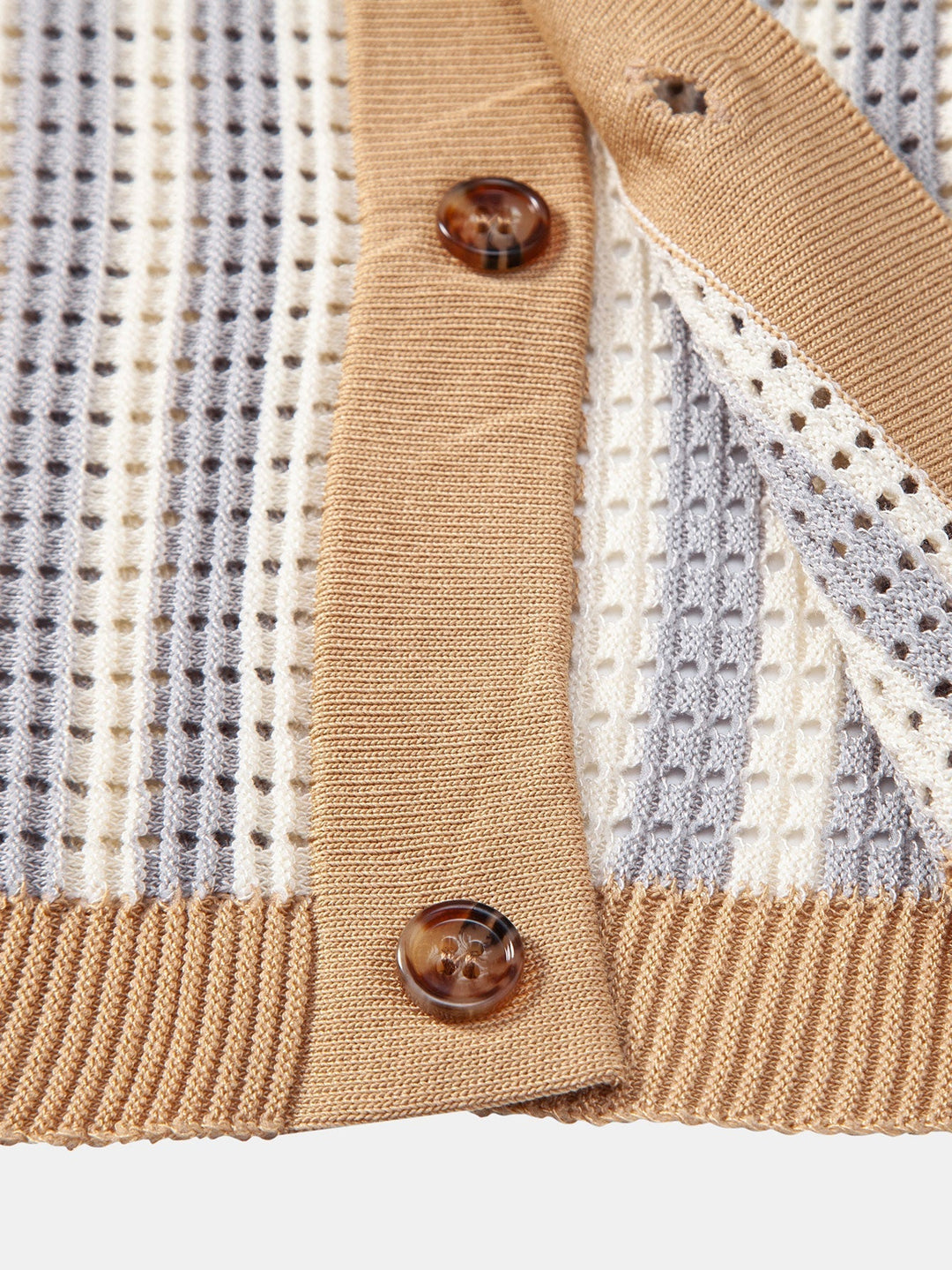 Striped Eyelet Crochet Shirt