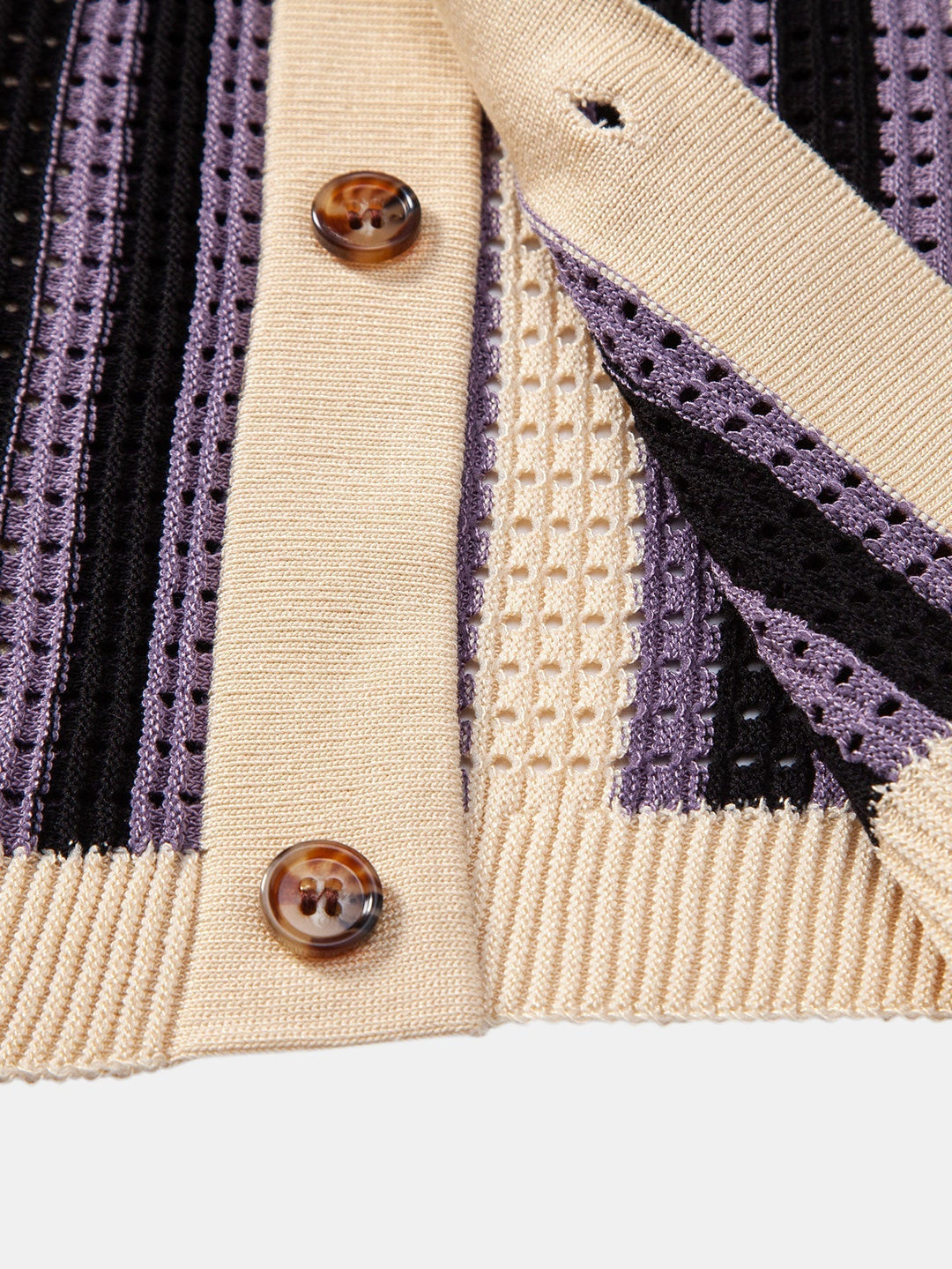 Striped Eyelet Crochet Shirt