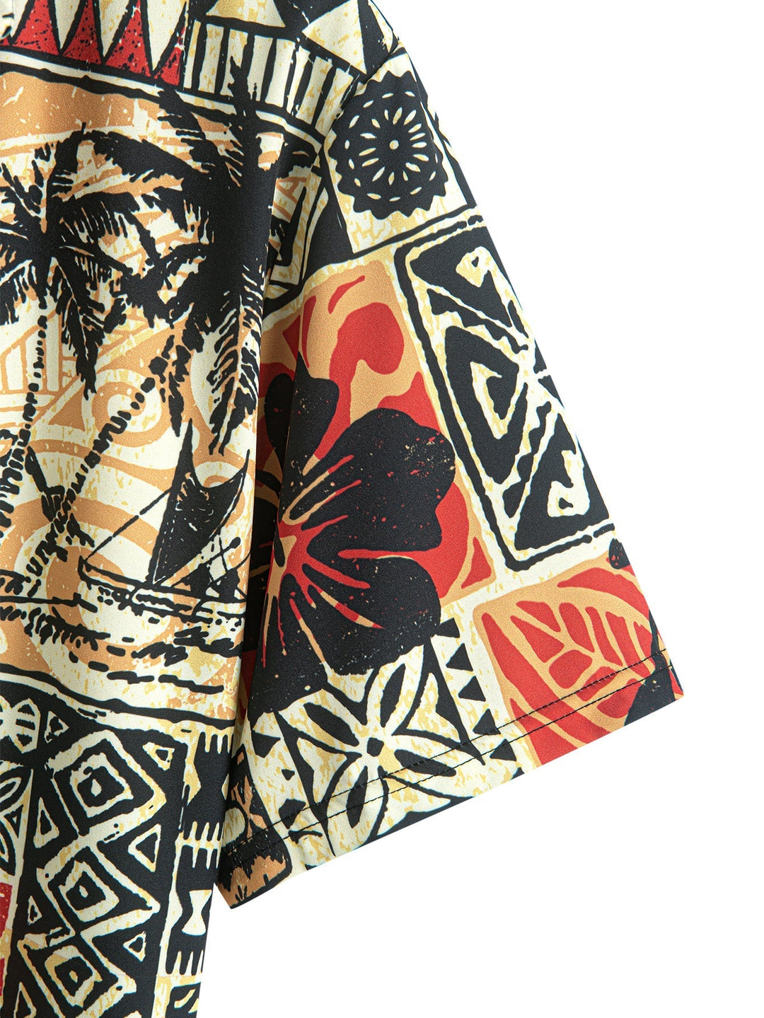 Palm Tree Turtle Geometry to Print Button Shirt Up & Swim Shorts