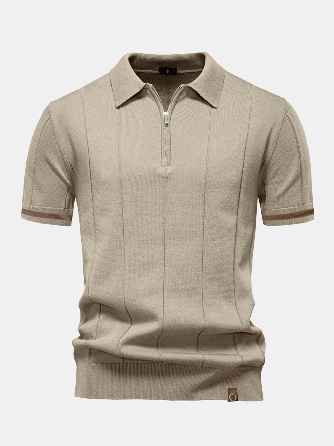 Knitted Polo with Zipper and Contrast Trim