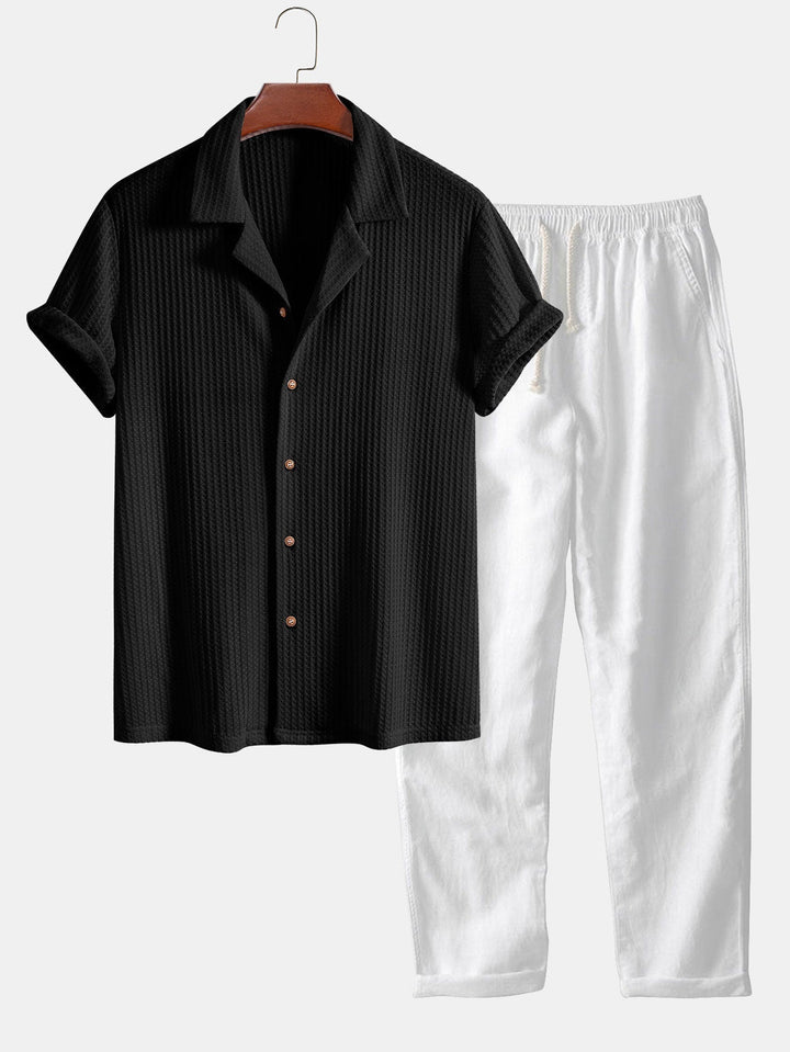 Short-Sleeve Cuban Shirt and Straight-Leg Linen Pants