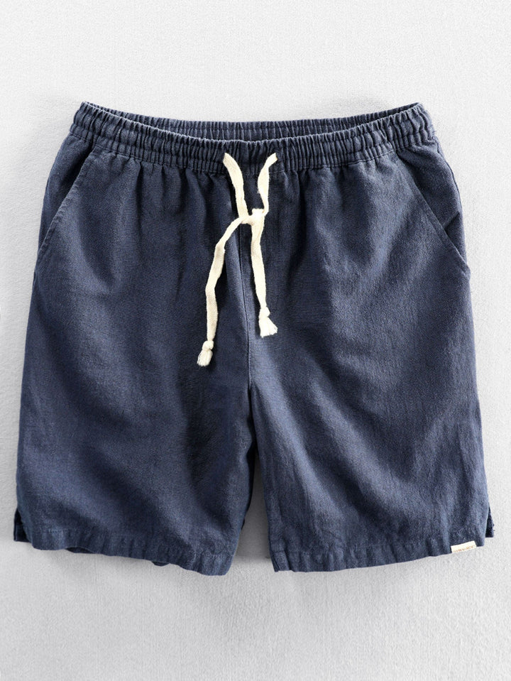 Cotton-Linen Blend Drawstring Shorts