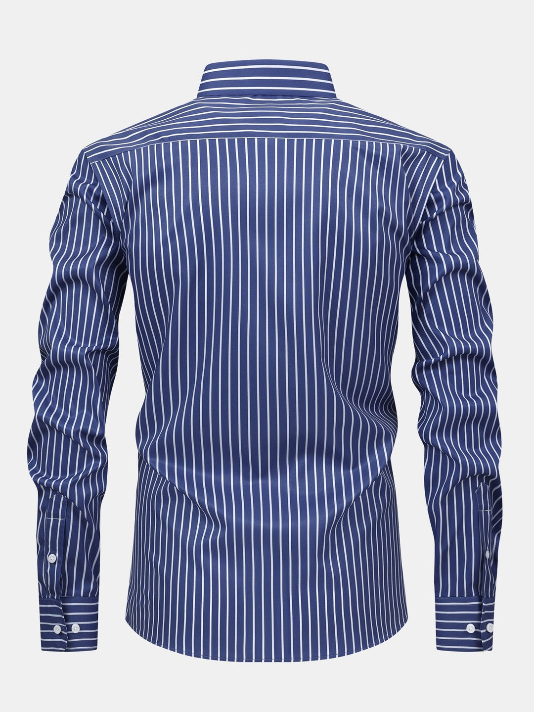Long Sleeve Striped Shirt with Buttons & Straight Leg Elastic Waist Pants