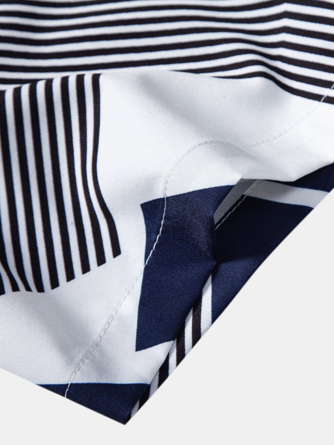 Colorful Geometry Print Button-Up Shirt and Swim Shorts