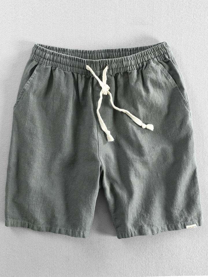 Cotton-Linen Blend Drawstring Shorts