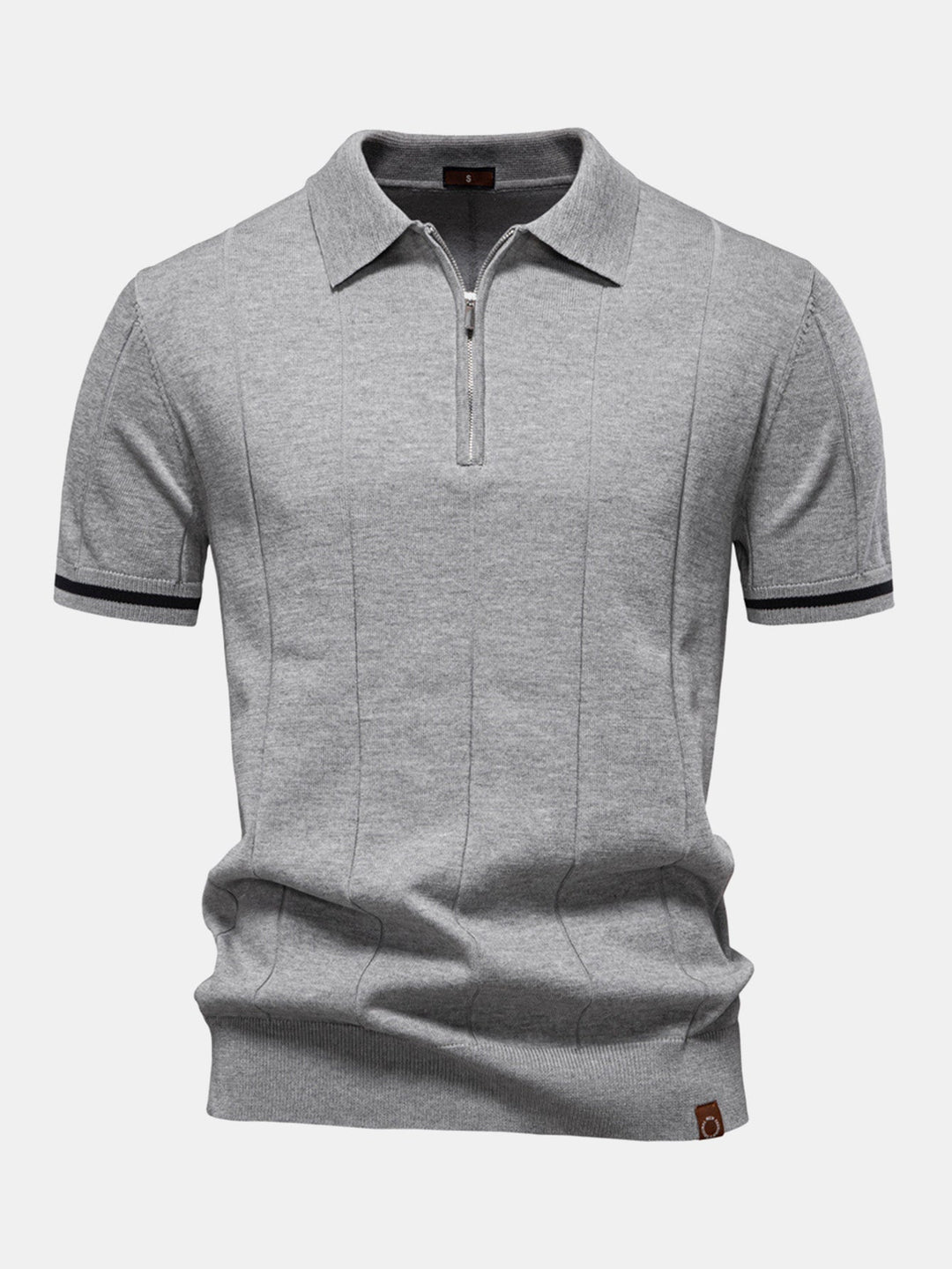 Knitted Polo with Zipper and Contrast Trim