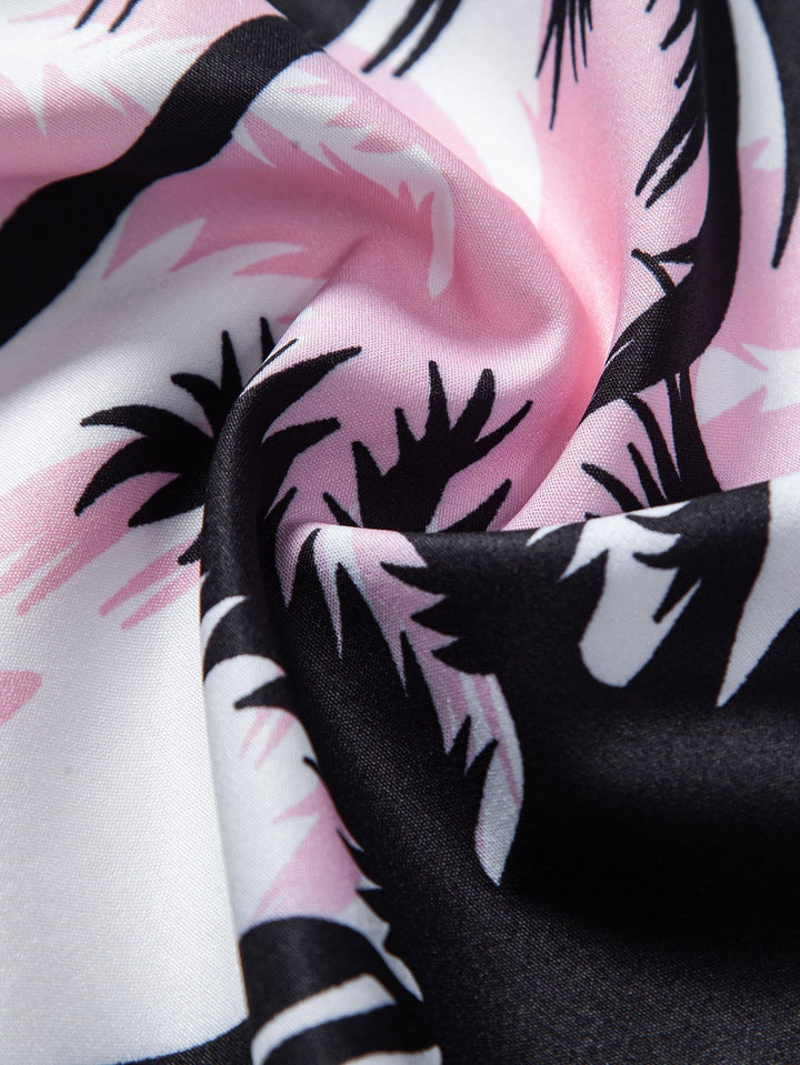 Palm Tree Printed Butt Up Shirts and Swim Shorts