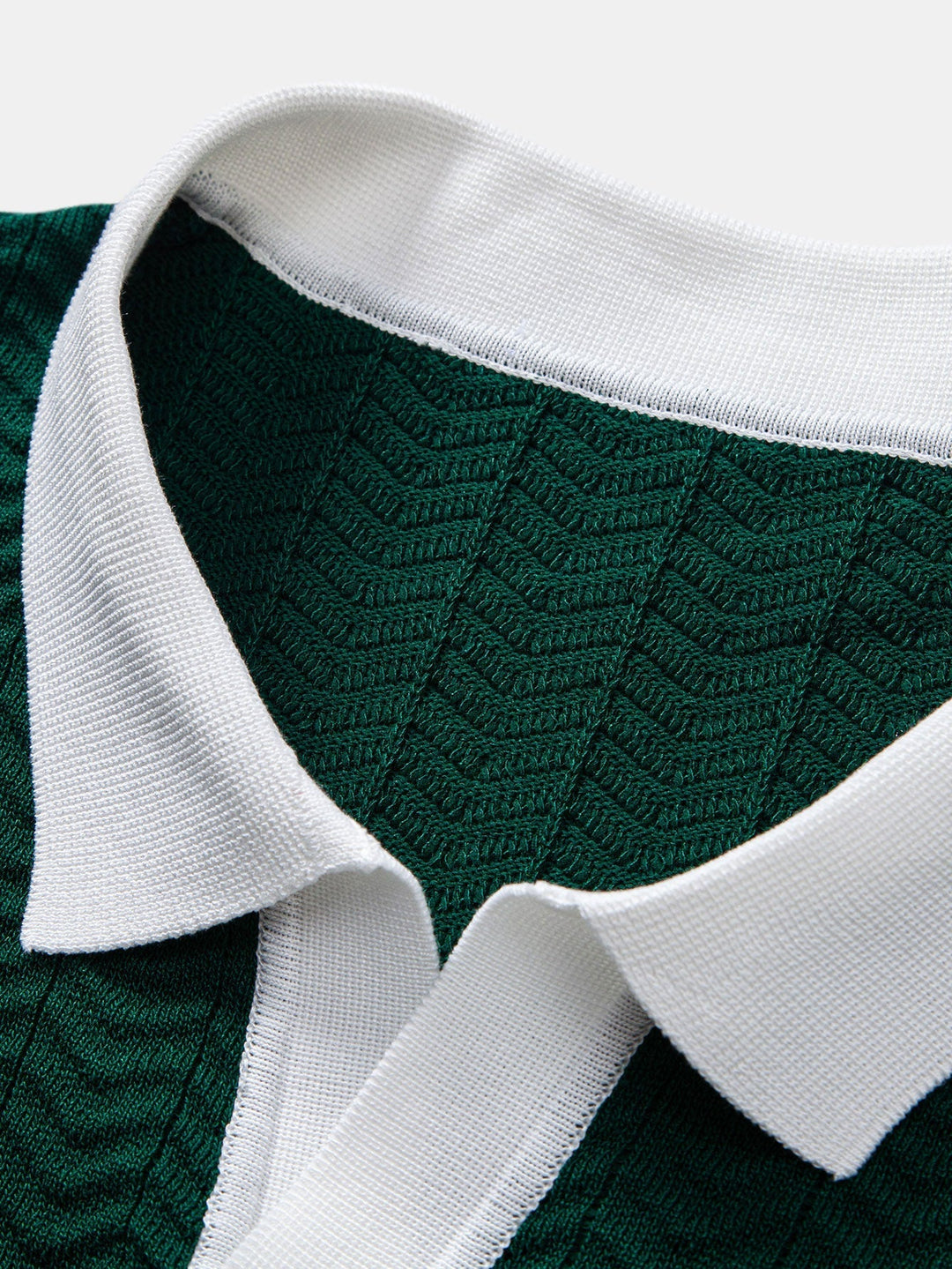 Textured Knit V-Neck Polo