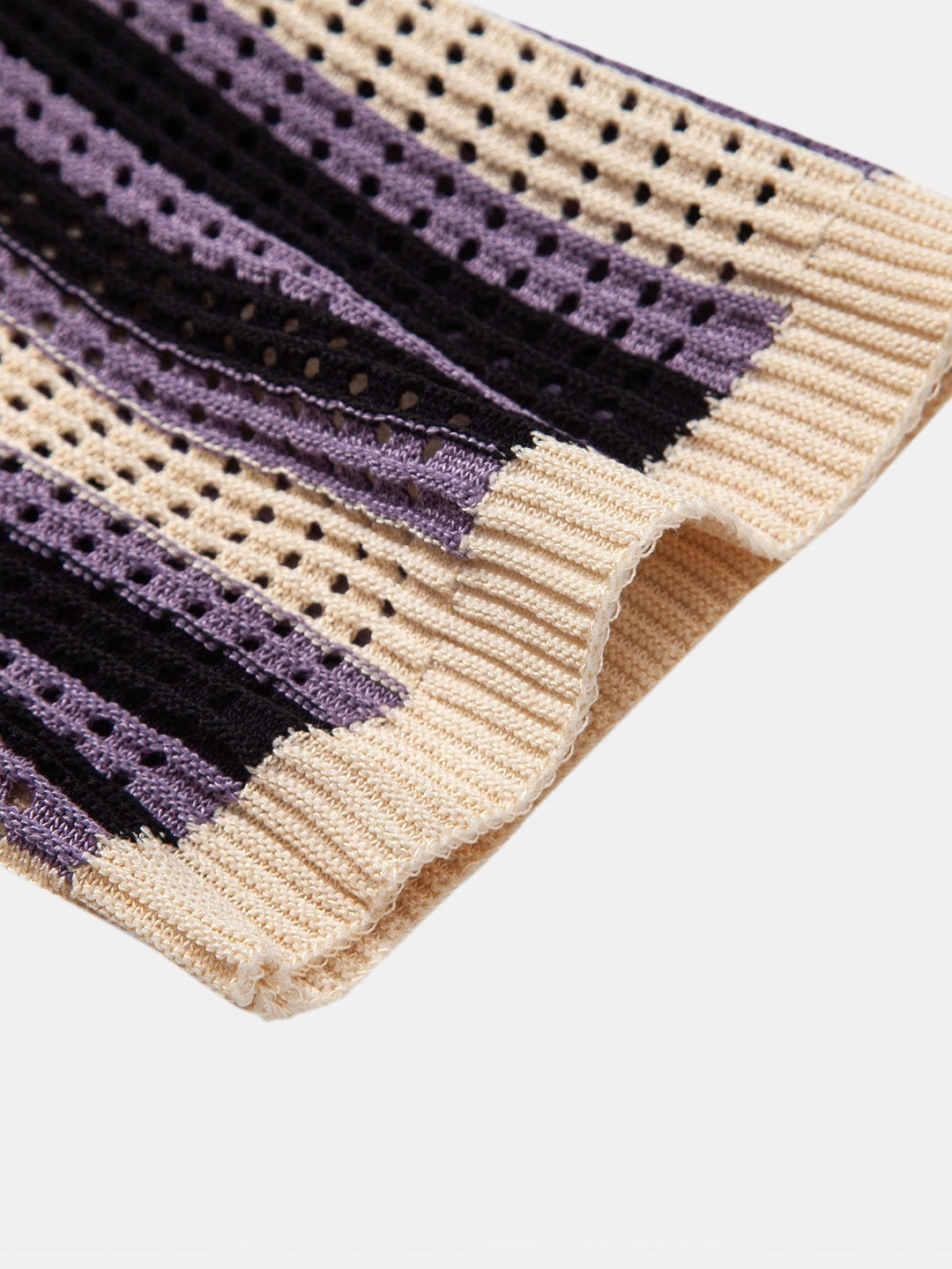 Striped Eyelet Crochet Shirt