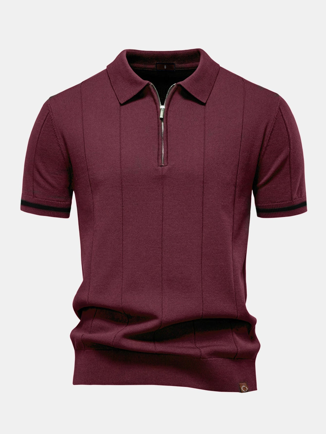 Knitted Polo with Zipper and Contrast Trim