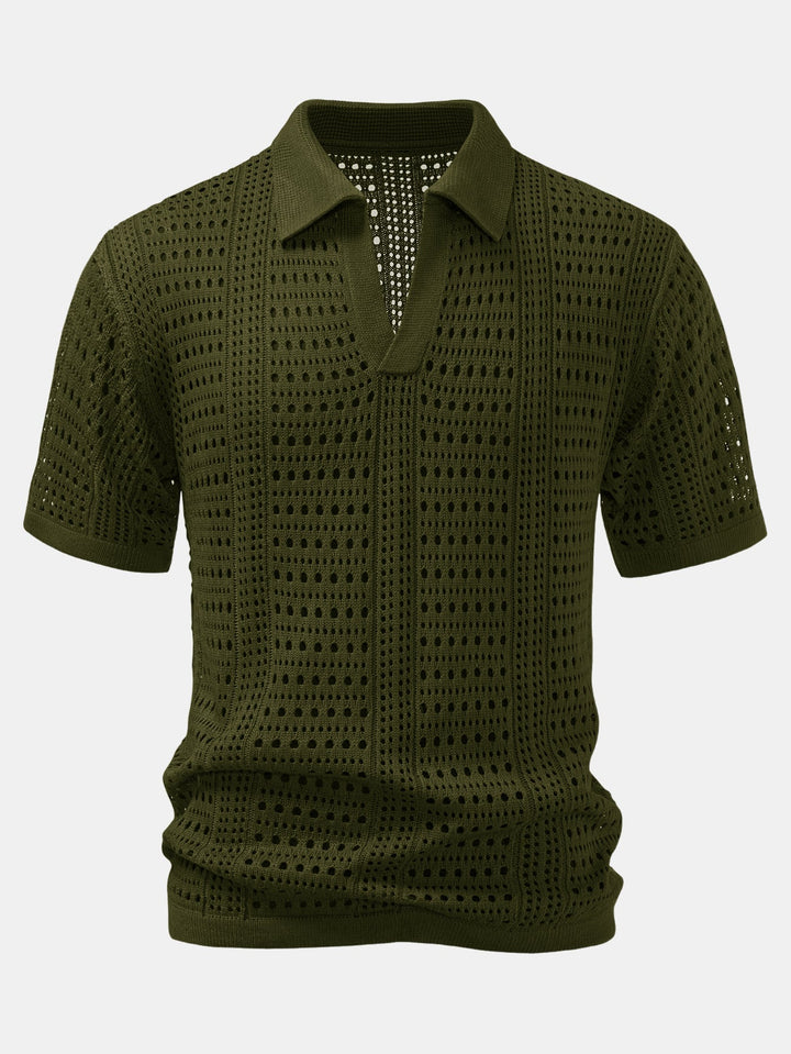 V-Neck Polo Shirt with Hook