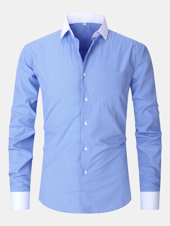 Striped Contrast Collar Dress Shirt