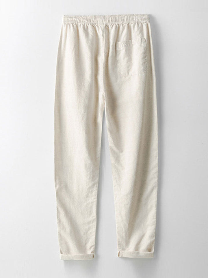 Long Sleeve Linen and Cotton Shirt with Pocket & Straight Leg Linen Pants