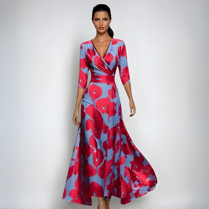 Janoa™ | Elegant Floral Wrap Maxi Dress