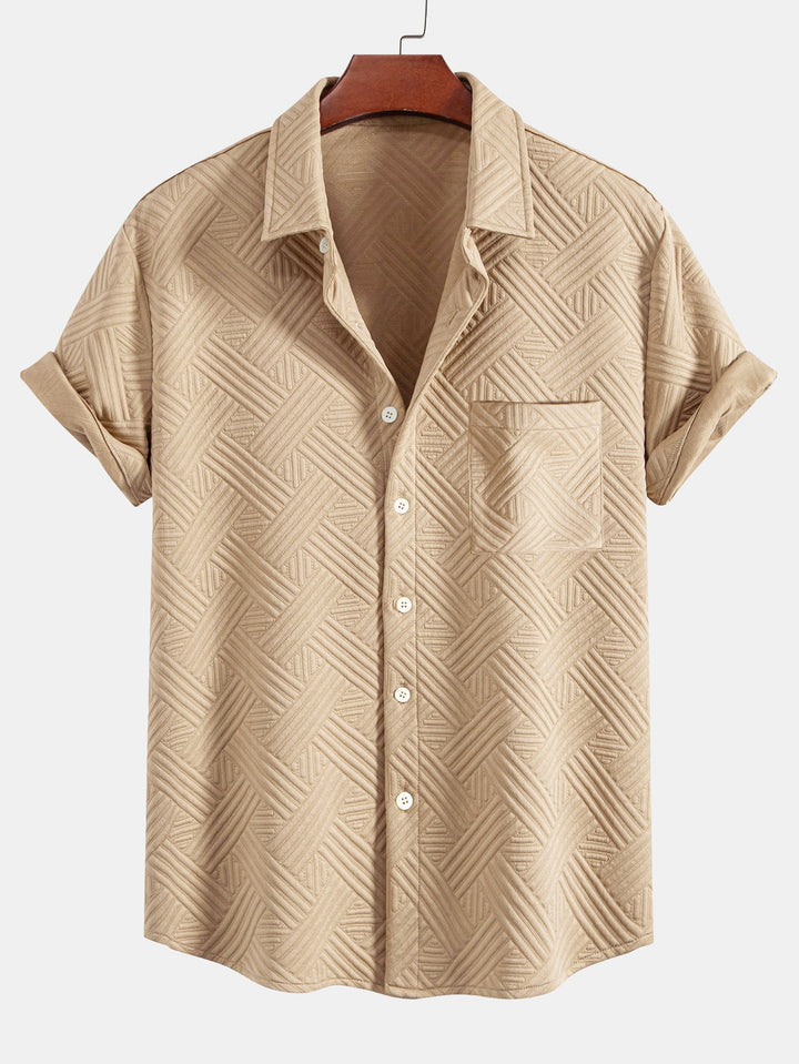 Striped Jacquard Button-Up Shirt & Drawstring Shorts